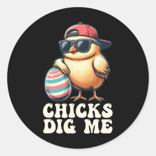 Sticker Rond Les filles me trouvent drôle Pâques garçons enfant