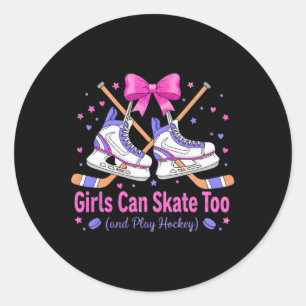 Sticker Rond Les filles peuvent aussi patiner Maillot de hockey