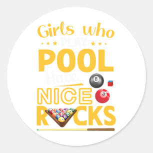 Sticker Rond Les Filles Qui Jouent Au Billard Ont De Belles Rac