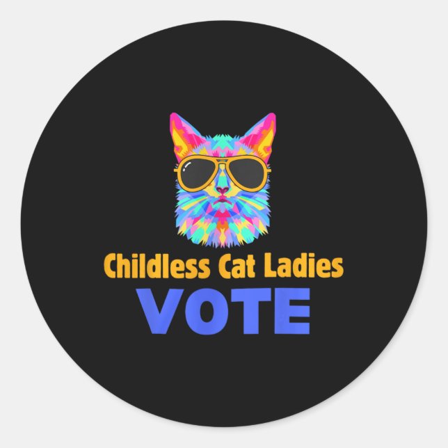 Sticker Rond Les filles sans chats votent bleu (Devant)