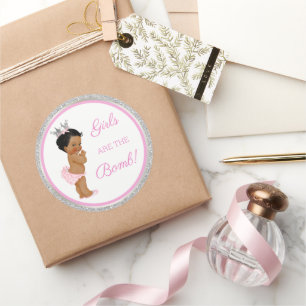 Sticker Rond Les filles sont la bombe ! Cadeau de bain etc rose
