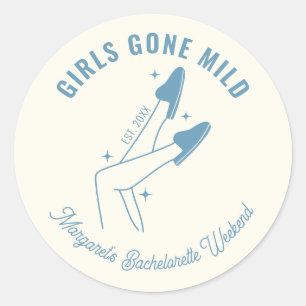 Sticker Rond Les filles sont parties Bachelorette Spa bleu doux