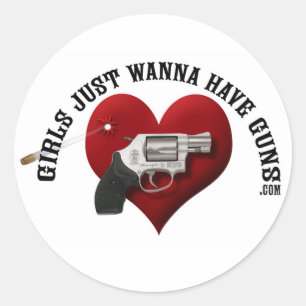 Sticker Rond Les filles veulent juste avoir des armes (autocoll