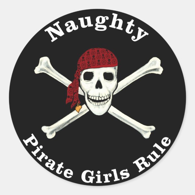 Sticker Rond Les filles vilaines du pirate gouvernent ! (Devant)