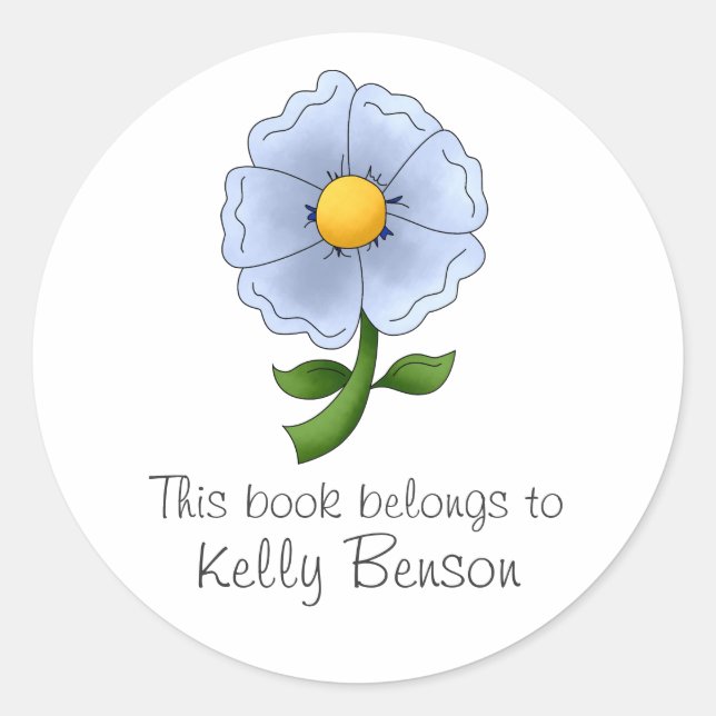 Sticker Rond Les fleurs de la mère · Fleur bleue (Devant)