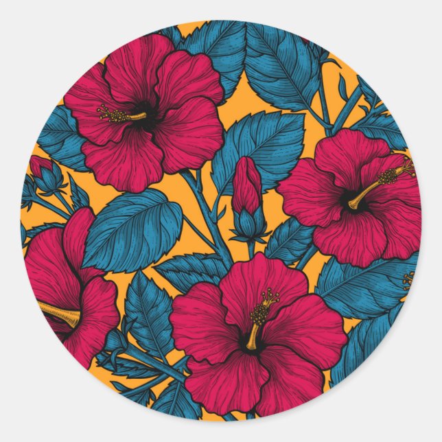 Sticker Rond Les fleurs d'Hibiscus (Devant)
