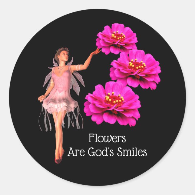 Sticker Rond Les fleurs sont les sourires de Dieu Inspirationne (Devant)