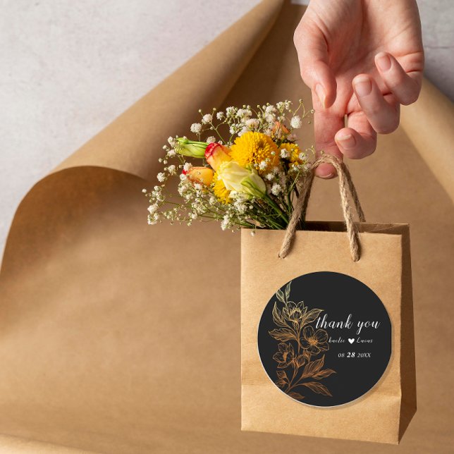 Sticker Rond "Les Flores D'Or De L'Amour" | Mariage noir (Créateur téléchargé)