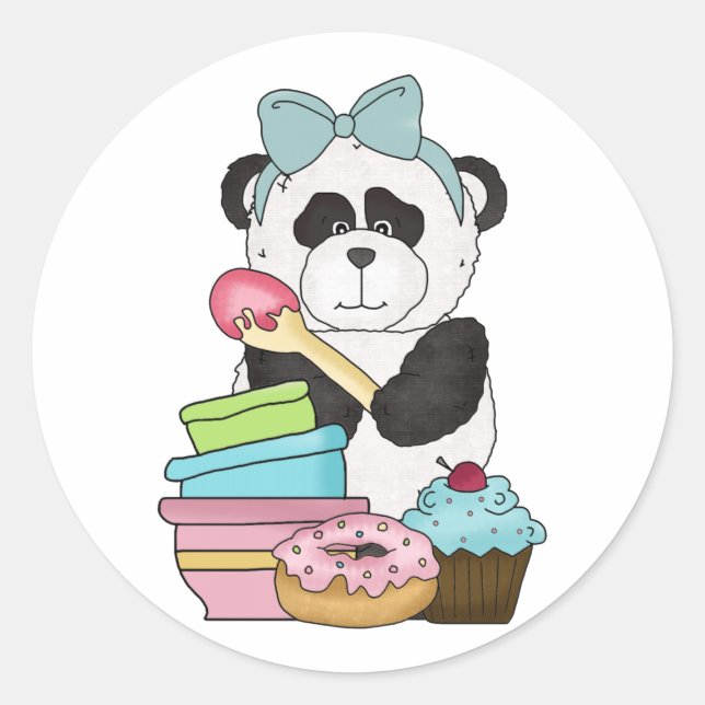 Sticker Rond Les friandises de l'ours de panda (Devant)