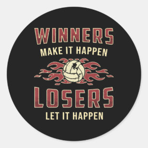 Sticker Rond Les Gagnants Du Volley-ball Font Son Arrivée Volle