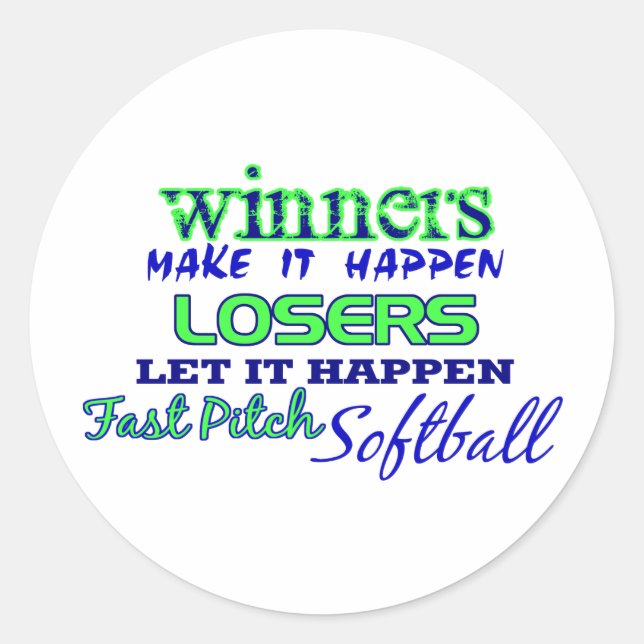 Sticker Rond Les gagnants....Fast Pitch Softball (Devant)