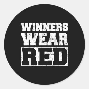 Sticker Rond Les gagnants portent Red Funny Team Spirit Game Wa