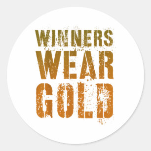 Sticker Rond Les gagnants vintages portent de l'or Cheval Camp