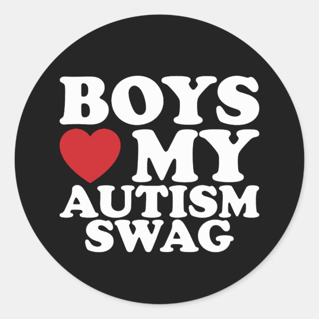 Sticker Rond Les garçons aiment mon autisme Swag Sensibilisatio (Devant)