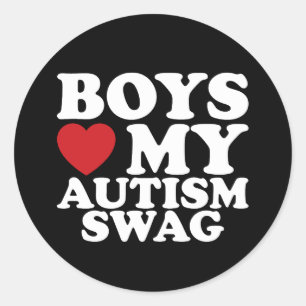 Sticker Rond Les garçons aiment mon autisme Swag Sensibilisatio