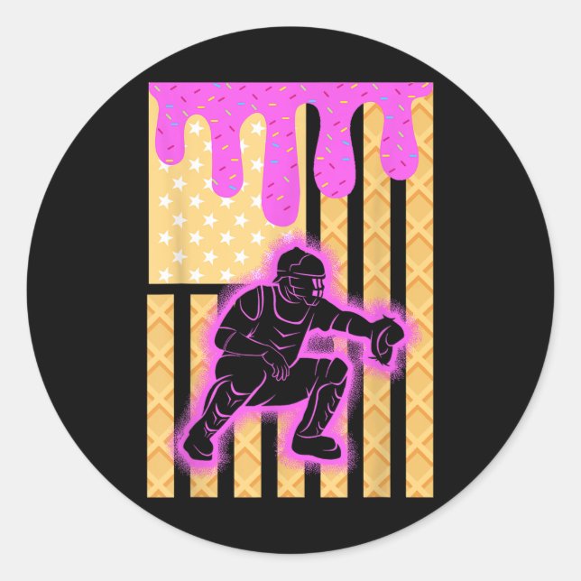 Sticker Rond Les Garçons De Baseball Driving Ice Cream Baseball (Devant)