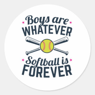 Sticker Rond Les garçons sont ce que le softball est pour toujo