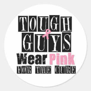 Sticker Rond Les gars durs portent le rose pour le traitement