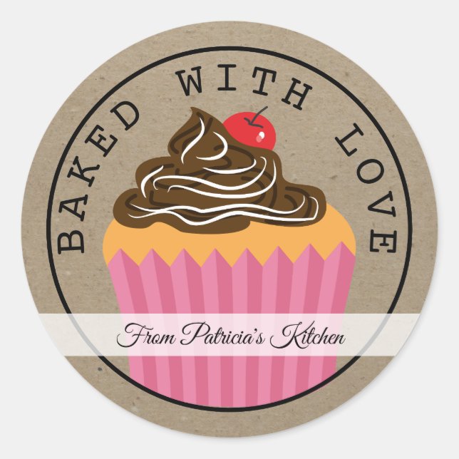 Sticker Rond Les gâteaux de Noël cuits avec l'amour Kraft (Devant)