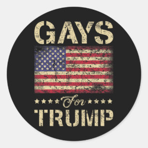 Sticker Rond Les Gays Pour Les Étoiles Trump Et Le Drapeau Amér
