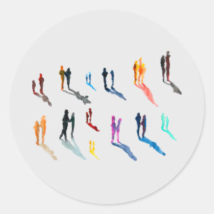 Sticker Rond Les gens art aquarelle fine art
