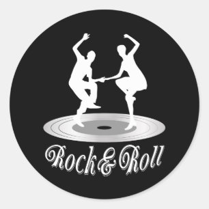 Sticker Rond Les gens dansent Rock and roll