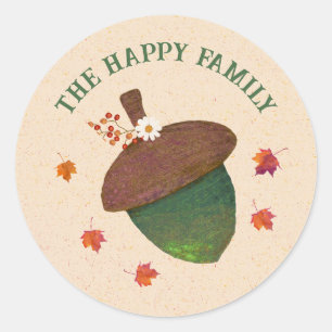 Sticker Rond Les glands de Thanksgiving tombent feuillage perso