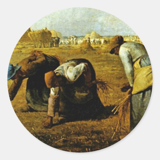 Sticker Rond Les Gleaners, De Millet (Meilleure Qualité) (Devant)
