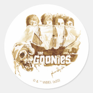 Sticker Rond Les Goonies Pirate Ship Aquarelle Graphique