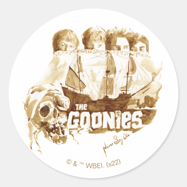 Sticker Rond Les Goonies Pirate Ship Aquarelle Graphique (Devant)