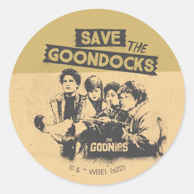 Sticker Rond Les Goonies "Sauvez Les Quais De Goon" (Devant)