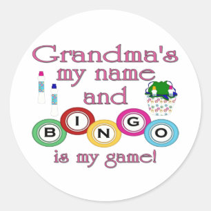 Sticker Rond Les grand-mamans mon bingo-test nommé est mon jeu