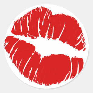 Sticker Rond Les grandes grandes lèvres embrassent la bouche d