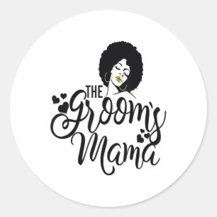 Sticker Rond Les Grooms Mama Chemise Noire Mariée Mariage Maman