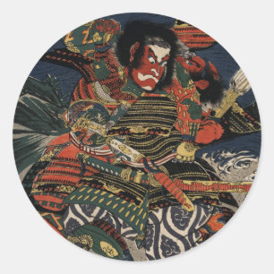 Sticker Rond Les guerriers samouraïs Tadanori et Noritsune