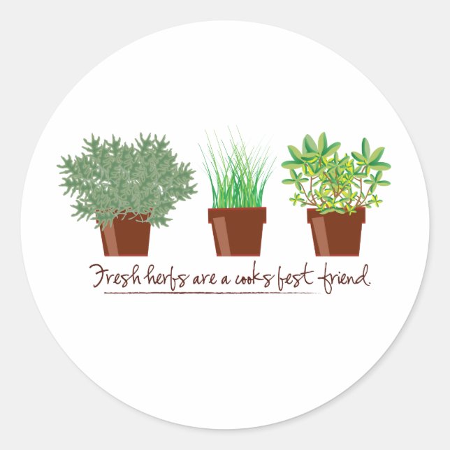 Sticker Rond Les Herbes Frais Sont Un Cuisinier (Devant)