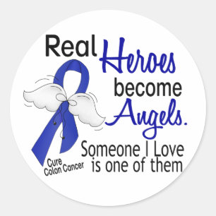 Sticker Rond Les héros deviennent anges Colon Cancer
