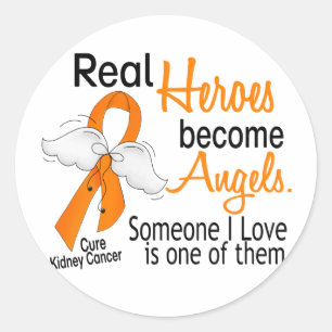 Sticker Rond Les héros deviennent des anges Cancer du rein