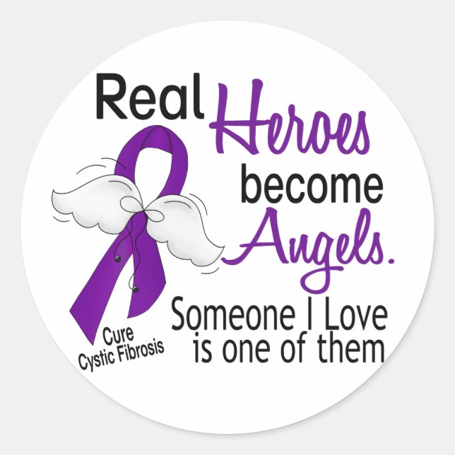 Sticker Rond Les héros deviennent des anges Fibrose kystique (Devant)