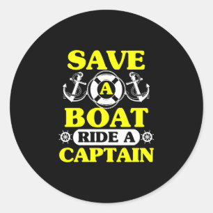 Sticker Rond Les hommes sauvent un bateau conduit par un capita