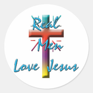 STICKER ROND LES HOMMES VRAIS AIMENT JÉSUS