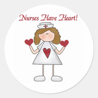 Sticker Rond Les infirmières ont des T-shirts cardiaques et des