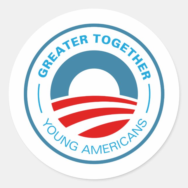 Sticker Rond Les jeunes Américains pour Obama (Devant)