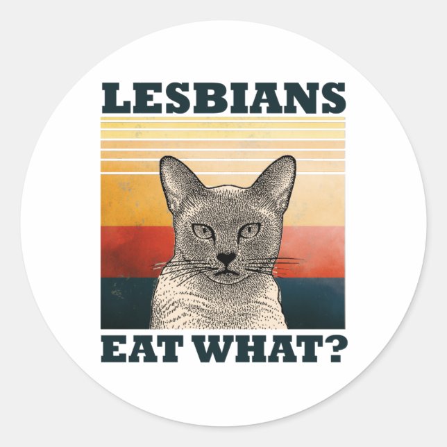Sticker Rond Les Lesbiennes Mangent Quoi ? (Devant)