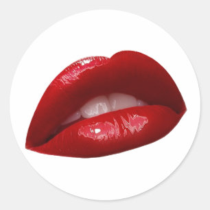 Sticker Rond Les lèvres lustres du rouge de la femme