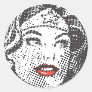 Sticker Rond Les lèvres rouges de Wonder