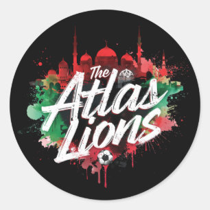 Sticker Rond Les Lions de l'Atlas - le surnom du Marocain