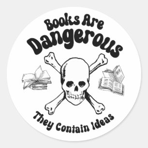 Sticker Rond Les livres sont dangereux