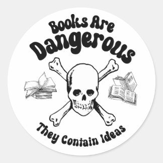 Sticker Rond Les livres sont dangereux