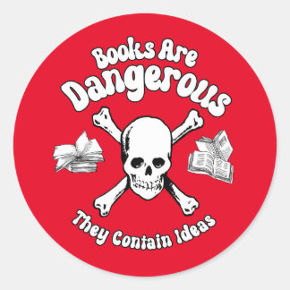 Sticker Rond Les livres sont dangereux